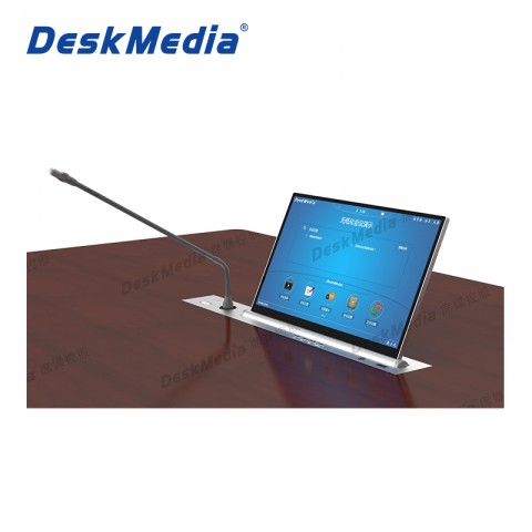 DeskMedia 全铝15.6寸单屏升降器带独立麦 XM-SVWD15-W1